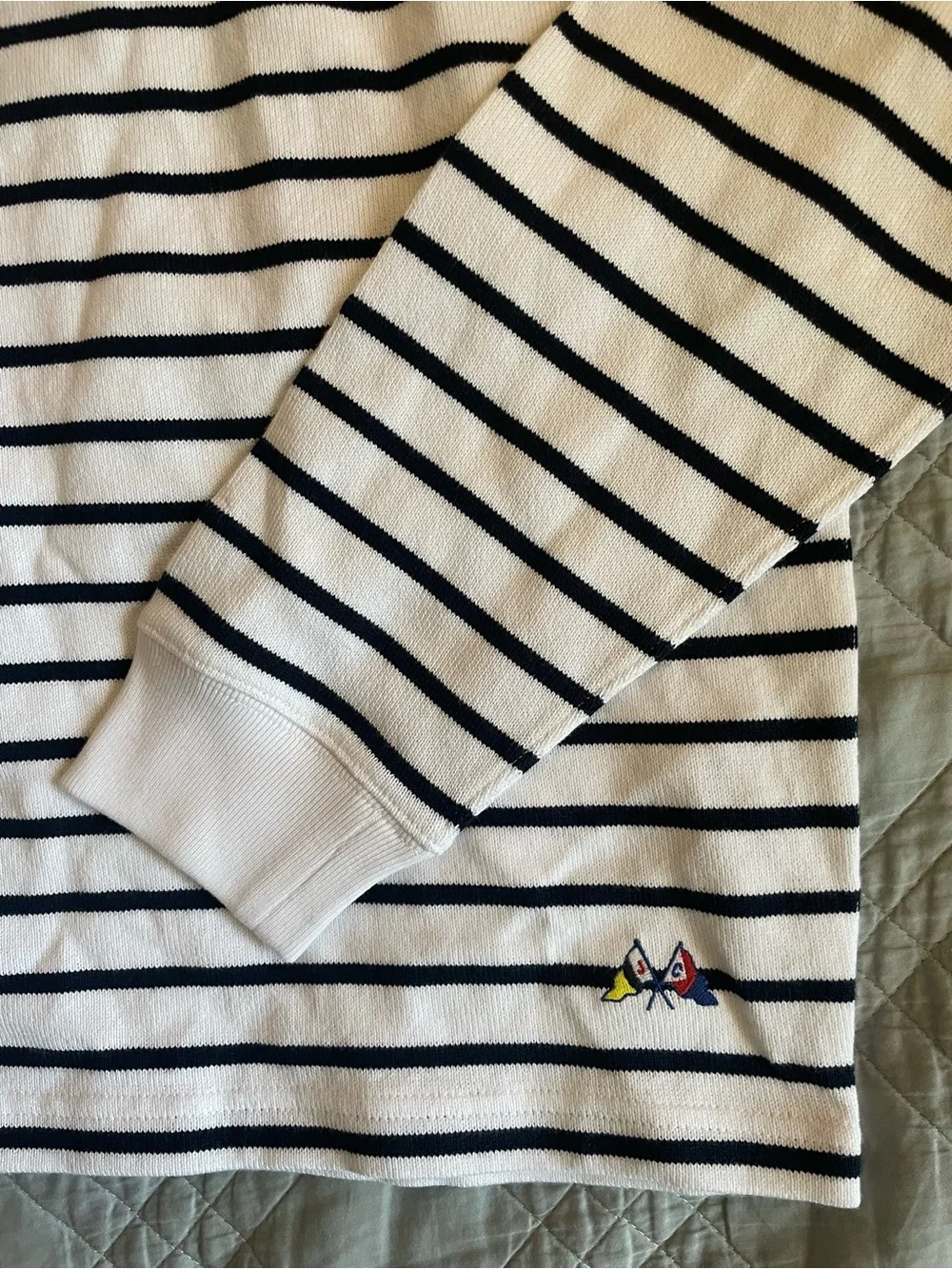 J. CREW Long-sleeve crewneck in striped maritime jersey Size L $98 NWT CR195